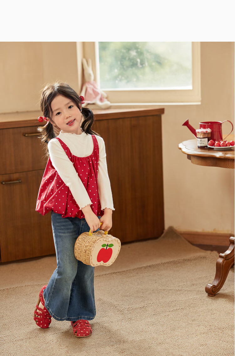 LUSON Little O Baby Kids Autumn Outfit Girls Polka Dot 2025 New Super Cute Flower Bud Vest Set 20